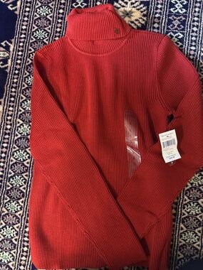 Lauren Ralph Lauren Brick Red Ribbed Turtleneck Sweater